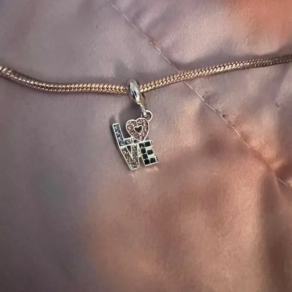 Silver Dangle LOVE Multi Color Charm For Pandora Braclets - Picture 2 of 4